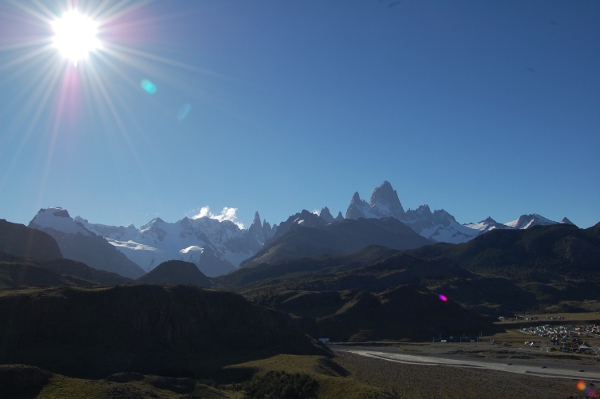 El Chalten below Fitz Roy and Cerro Mountains