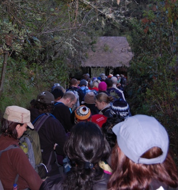 Checkpoint line to enter the final leg of the Inca Trail