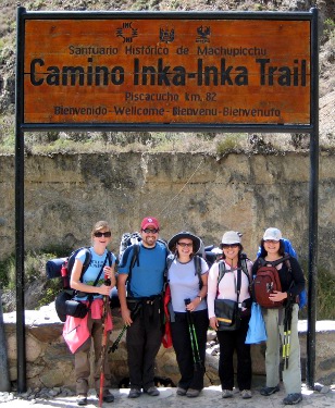 Our group at the beginning of the Inca Trail Start of the Inca Trail to Machu Picchu