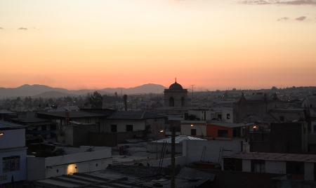 Sunset over Arequipa Sunset over Arequipa from rooftop of Home Sweet Home hostel