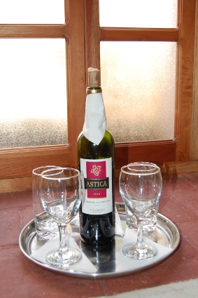 Wine bottle and glasses