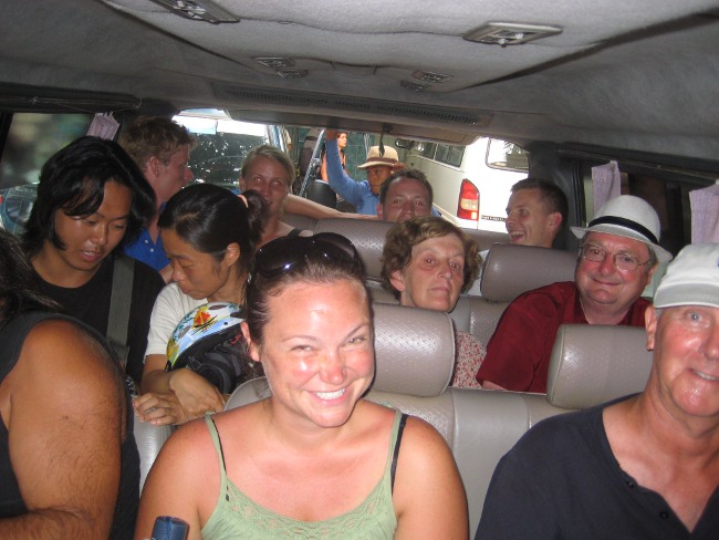 Putting 16 people in a minibus not meant for 16 people-Cambodia Putting 16 people in a minibus not meant for 16 people-Cambodia