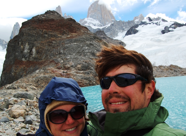 Us near Fitz Roy and Laguna de los Tres