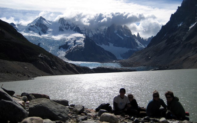 Us in front of Lago and Glacier Torre, El Chalten, Patagonia, Argentina
