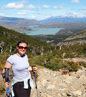 Megan looking back down the Valle de Frances