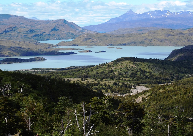 View back down Valle de Frances, Torres del Paine, Patagonia, Chile