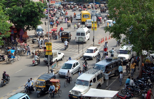 Crazy traffic in Jaipur, India