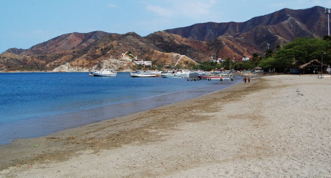 Boats in the bay at Taganga, Colombia