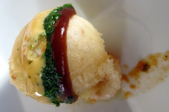Cassava balls with bacon at Crispy y Relleno in Pinones, Puerto Rico