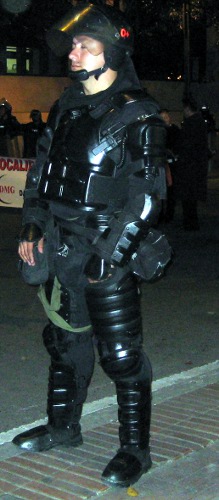 Cops in Riot Gear in Bogota, Colombia Cops in Riot Gear in Bogota, Colombia