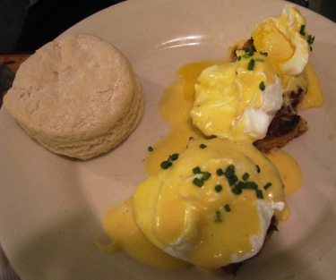 Crab Cakes Benedict at Surrey's in New Orleans