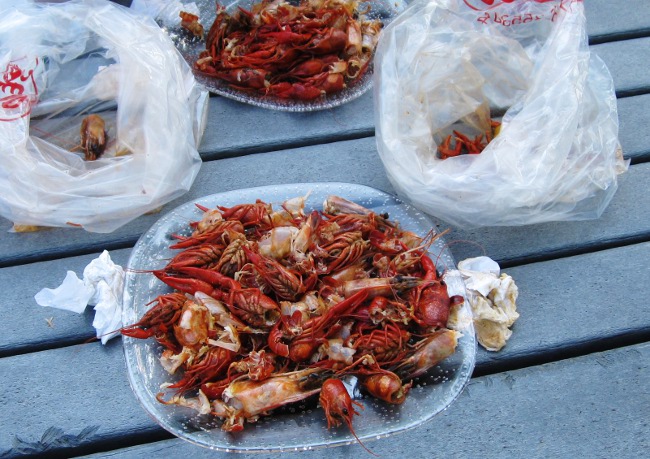 Devoured crawfish and shrimp in New Orleans