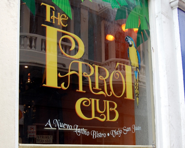 Outside of the Parrot Club in Old San Juan, Puerto Rico