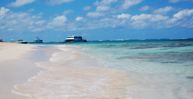 Water, beach, boat on Culebra Island, Puerto Rico