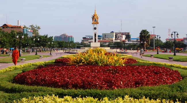 Park in Phnom Penh, Cambodia