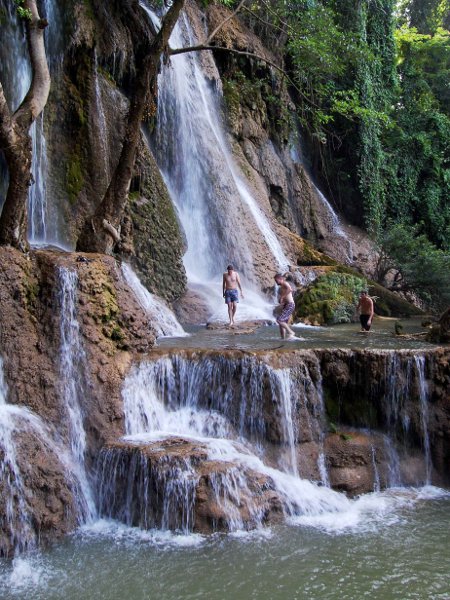 Upper falls at Tat Kuang Si outside of Luang Prabang, Laos Upper falls at Tat Kuang Si outside of Luang Prabang, Laos